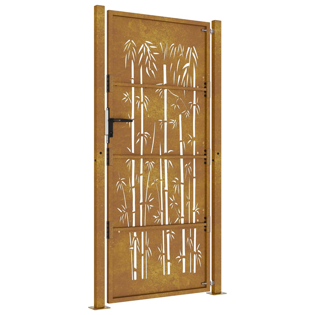 Garden Gate 100x200 cm Corten Steel Bamboo Design