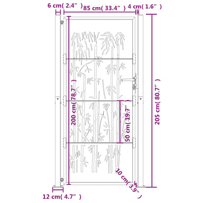 Garden Gate 100x200 cm Corten Steel Bamboo Design