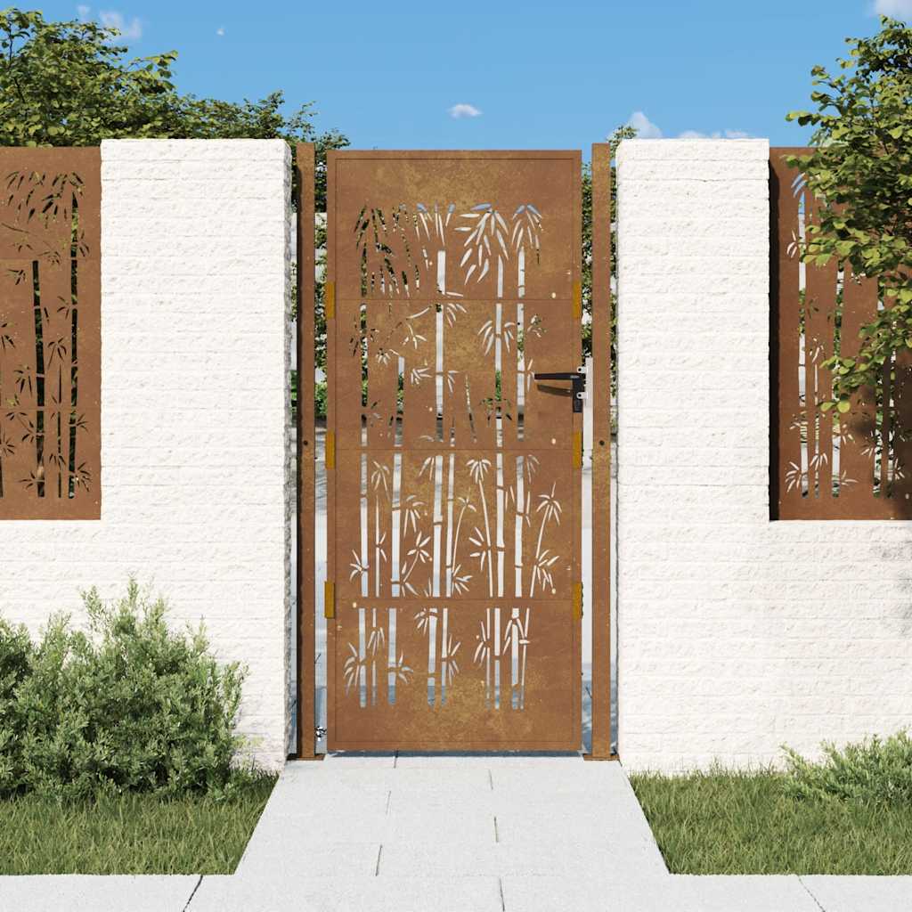 Garden Gate 100x200 cm Corten Steel Bamboo Design
