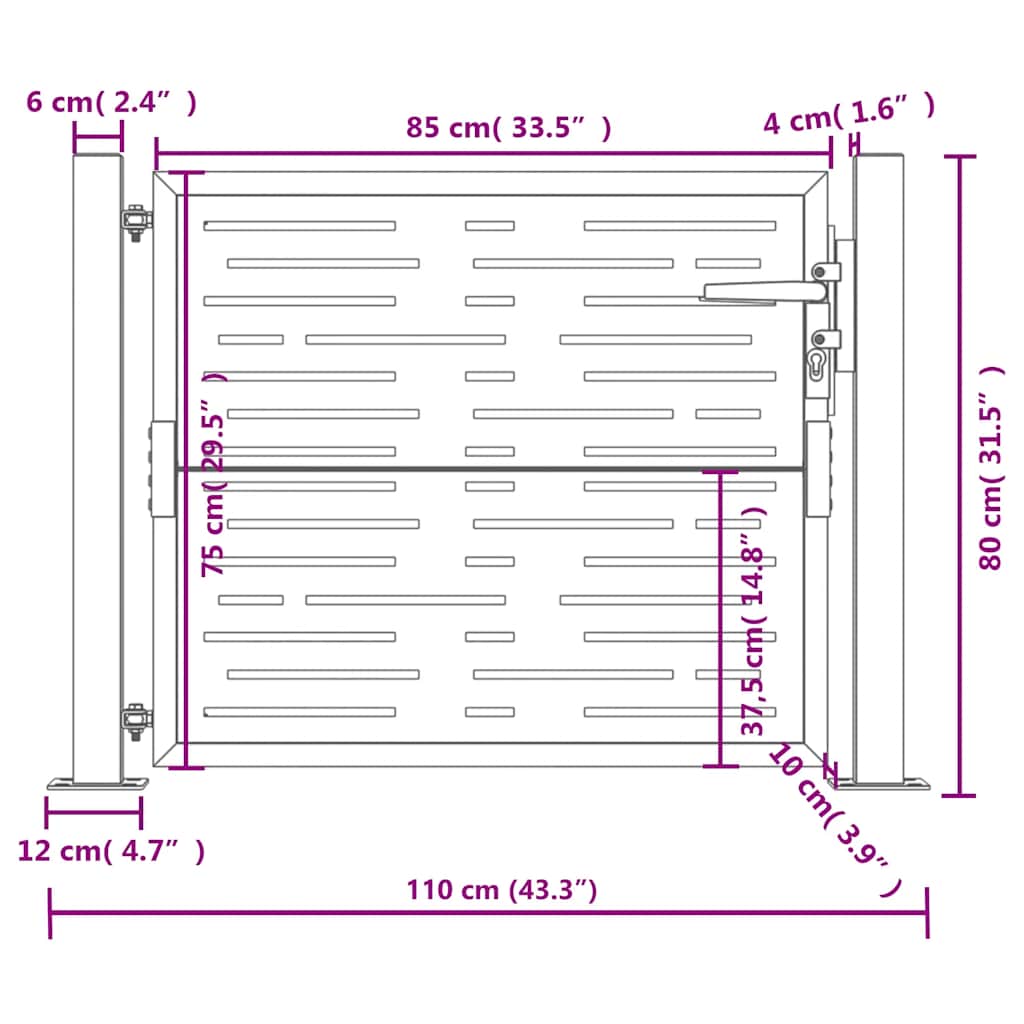 Garden Gate Anthracite 100x75 cm Steel Square Design