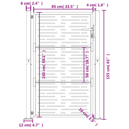 Garden Gate Anthracite 100x150 cm Steel Square Design