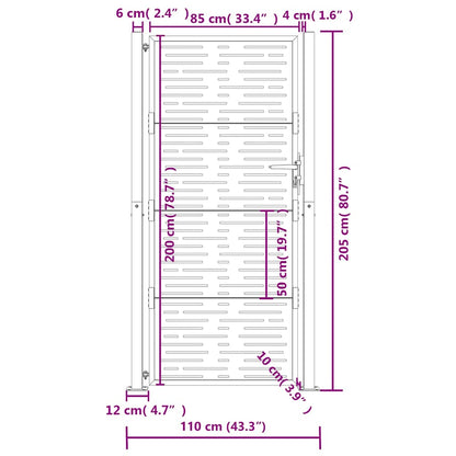 Garden Gate Anthracite 100x200 cm Steel Square Design