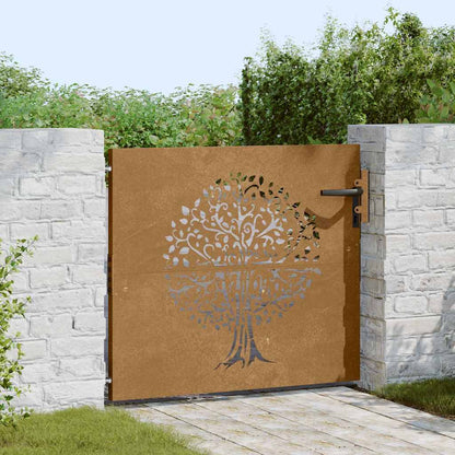 Garden Gate 85x75 cm Corten Steel Tree Design