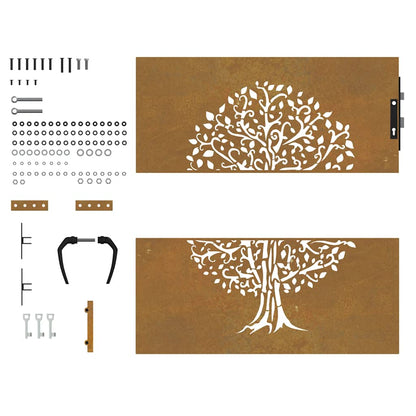 Garden Gate 85x100 cm Corten Steel Tree Design