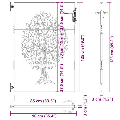 Garden Gate 85x125 cm Corten Steel Tree Design