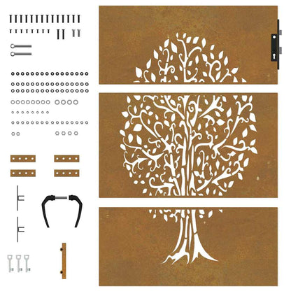 Garden Gate 85x150 cm Corten Steel Tree Design