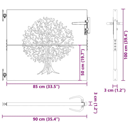 Garden Gate 85x150 cm Corten Steel Tree Design