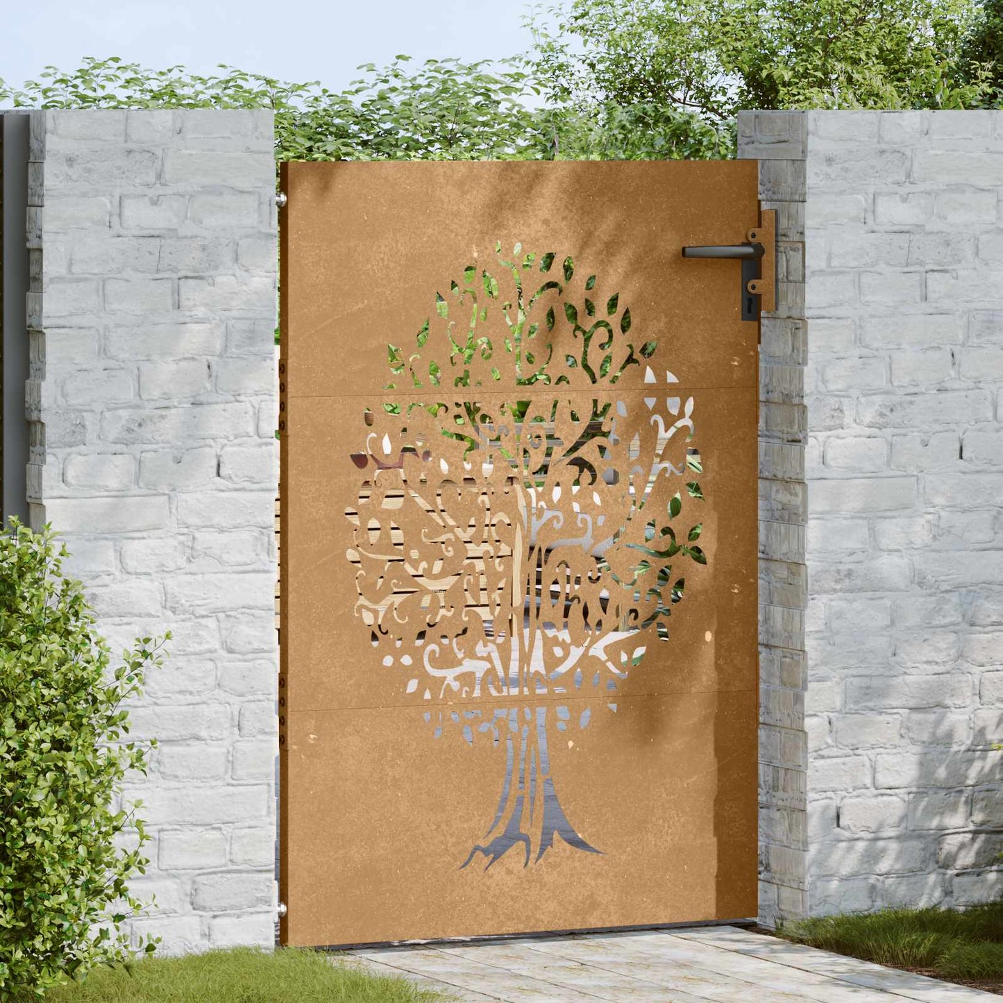 Garden Gate 85 x 150 cm Powder-coated steel Black Lockable