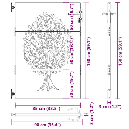 Garden Gate 85x150 cm Corten Steel Tree Design