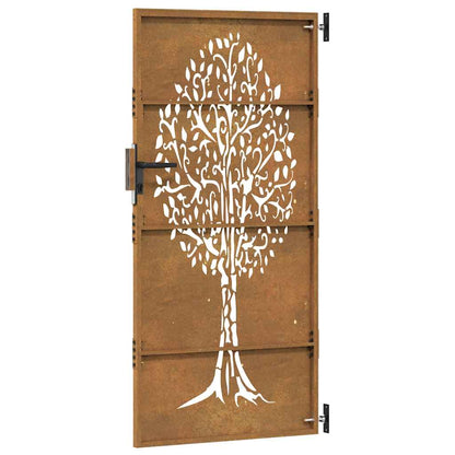 Garden Gate 85x175 cm Corten Steel Tree Design