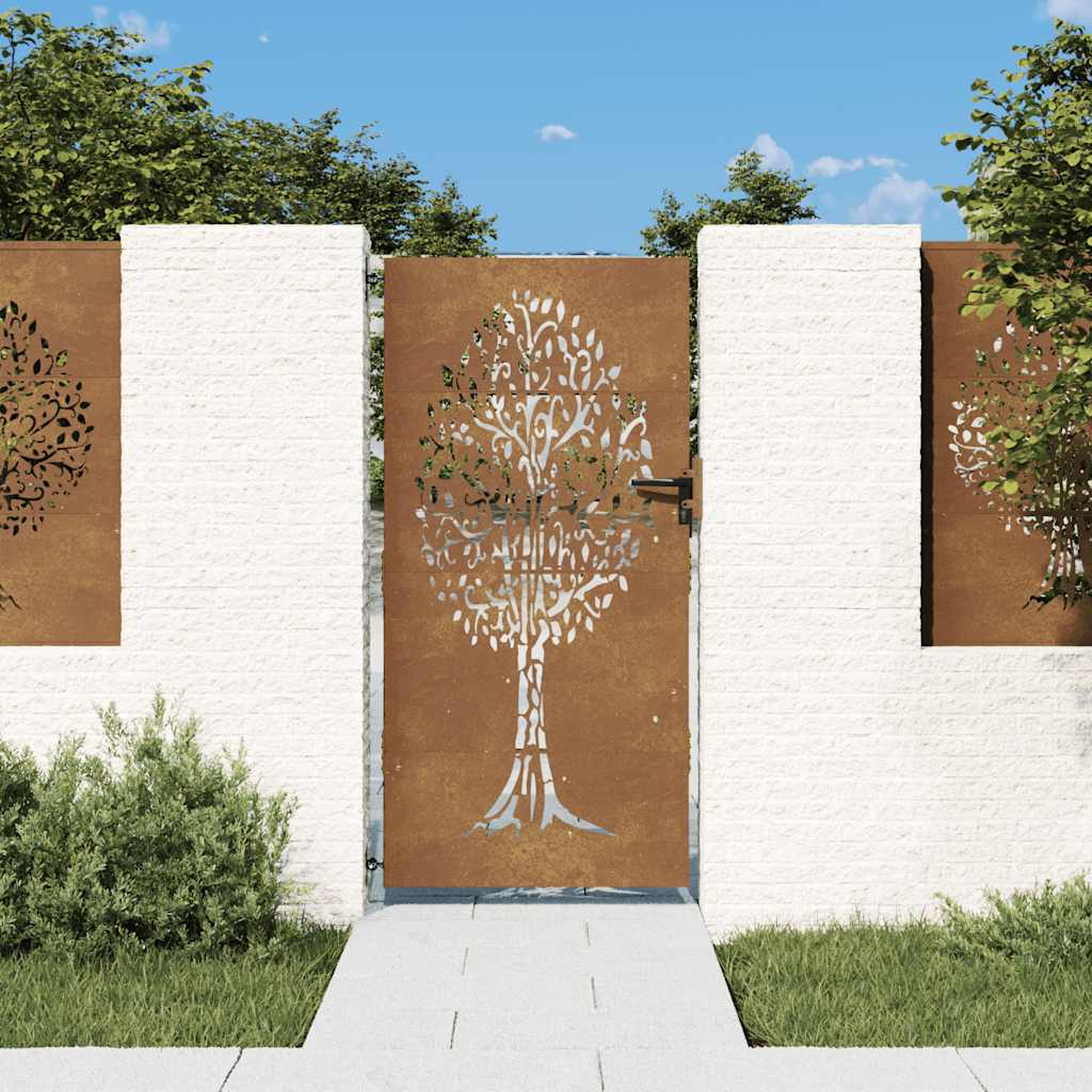 Garden Gate 85x175 cm Corten Steel Tree Design