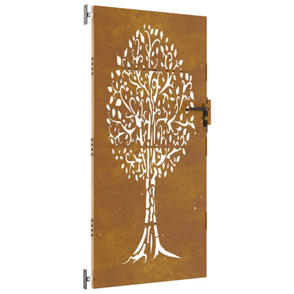 Garden Gate 85x200 cm Corten Steel Tree Design