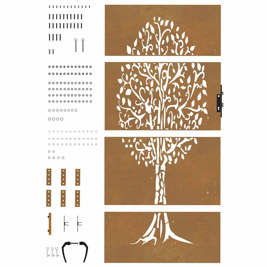 Garden Gate 85x200 cm Corten Steel Tree Design
