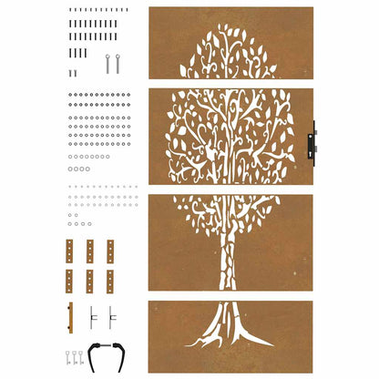 Garden Gate 85x200 cm Corten Steel Tree Design