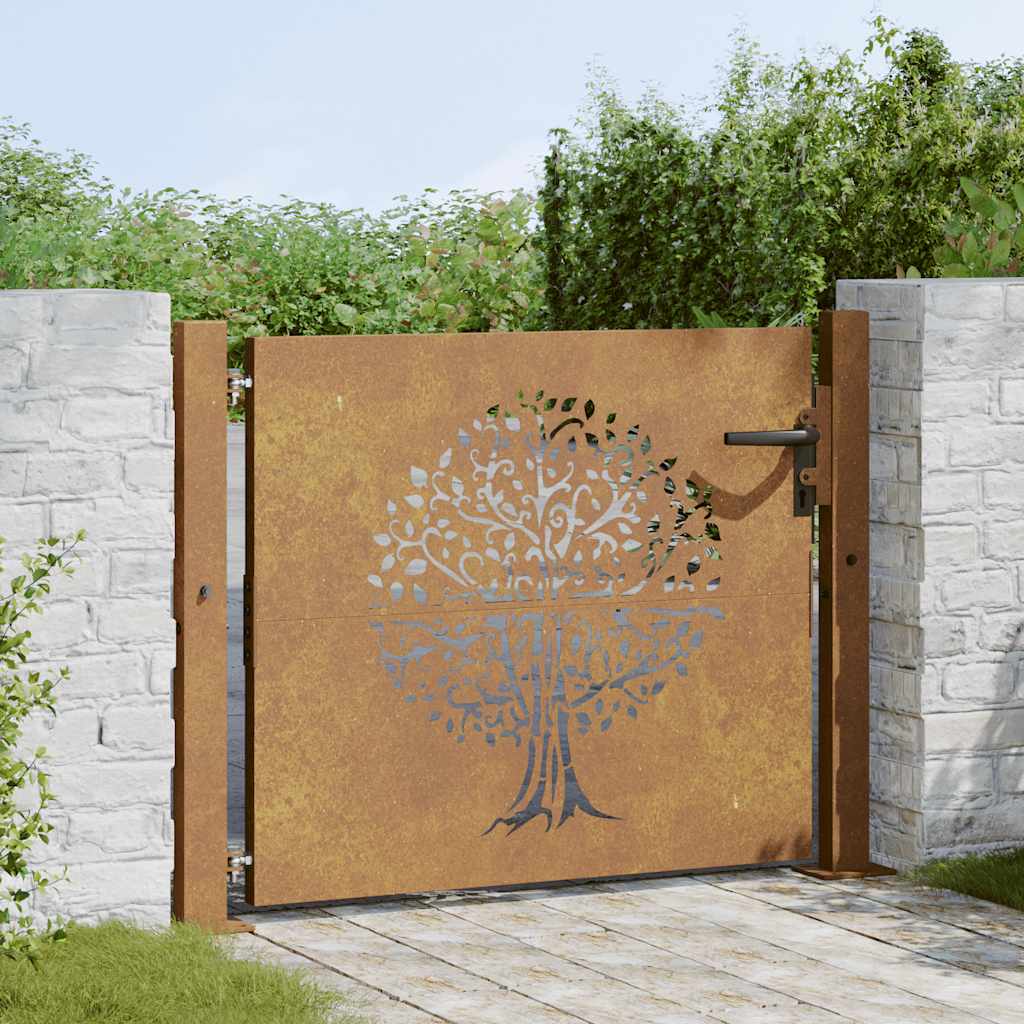 Garden Gate 100x100 cm Corten Steel Tree Design
