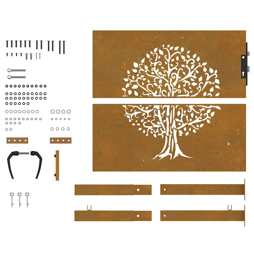 Garden Gate 100x100 cm Corten Steel Tree Design