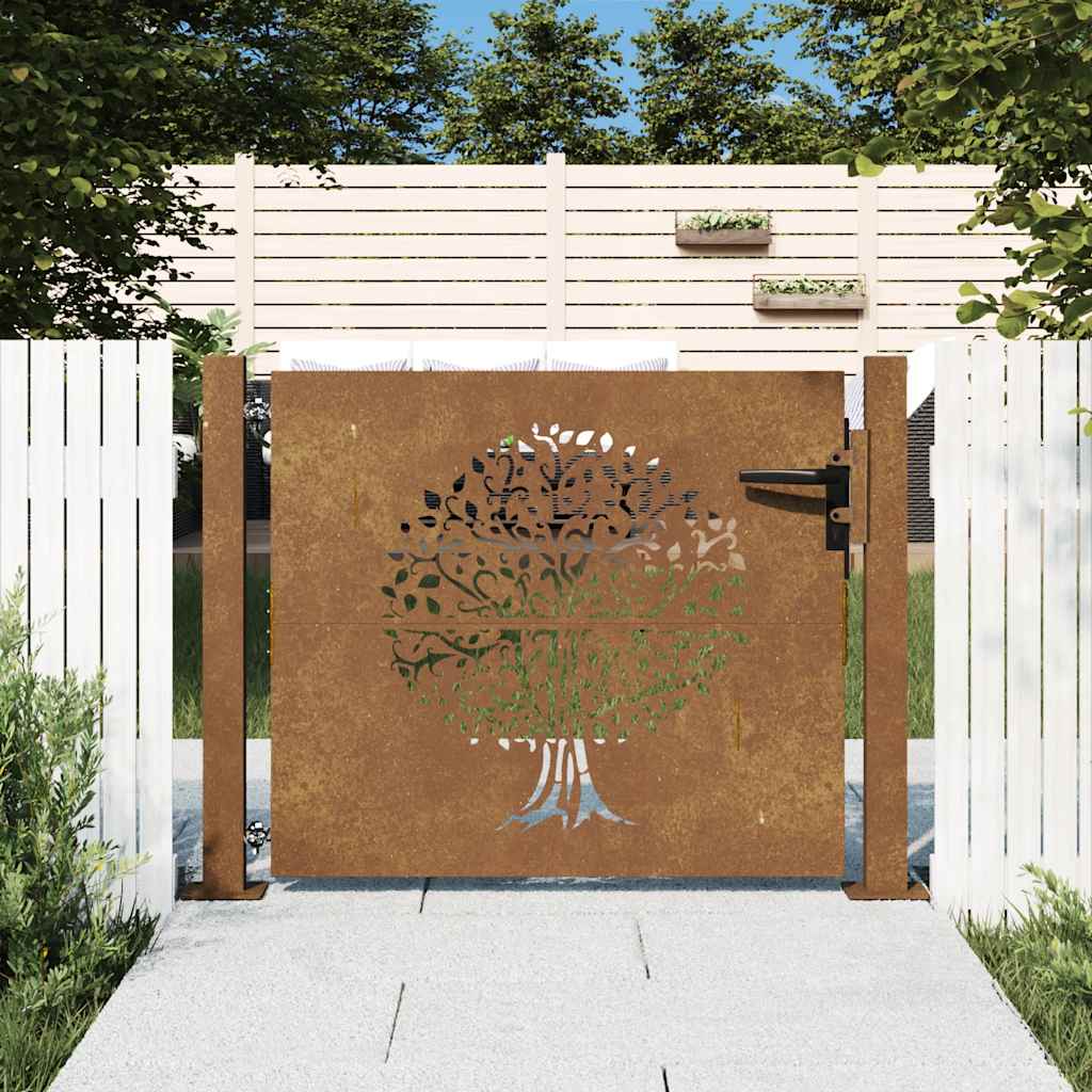 Garden Gate 100x100 cm Corten Steel Tree Design