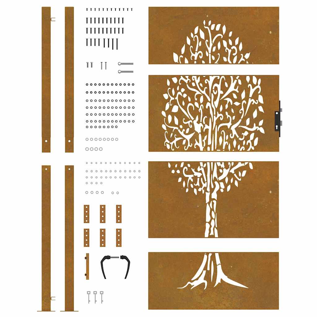 Garden Gate 100x200 cm Corten Steel Tree Design