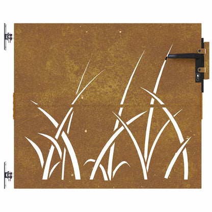 Garden Gate 85x100 cm Corten Steel Grass Design