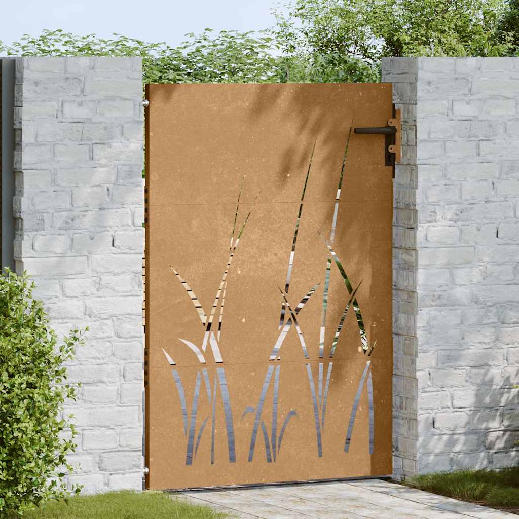Garden Gate 85x150 cm Corten Steel Grass Design