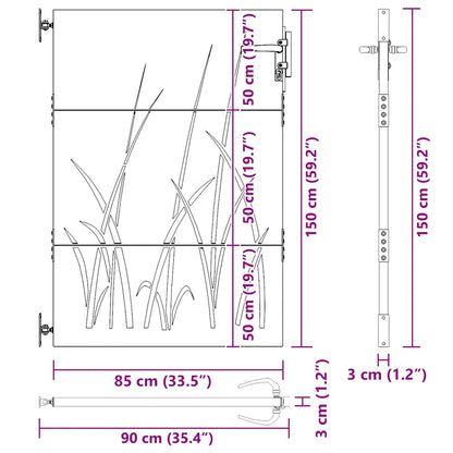 Garden Gate 85x150 cm Corten Steel Grass Design