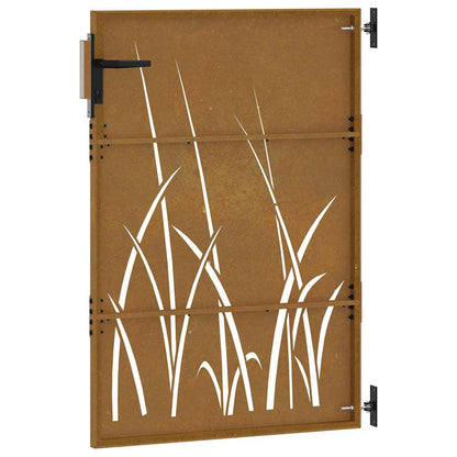 Garden Gate 85x150 cm Corten Steel Grass Design