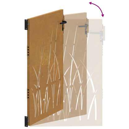 Garden Gate 85x150 cm Corten Steel Grass Design