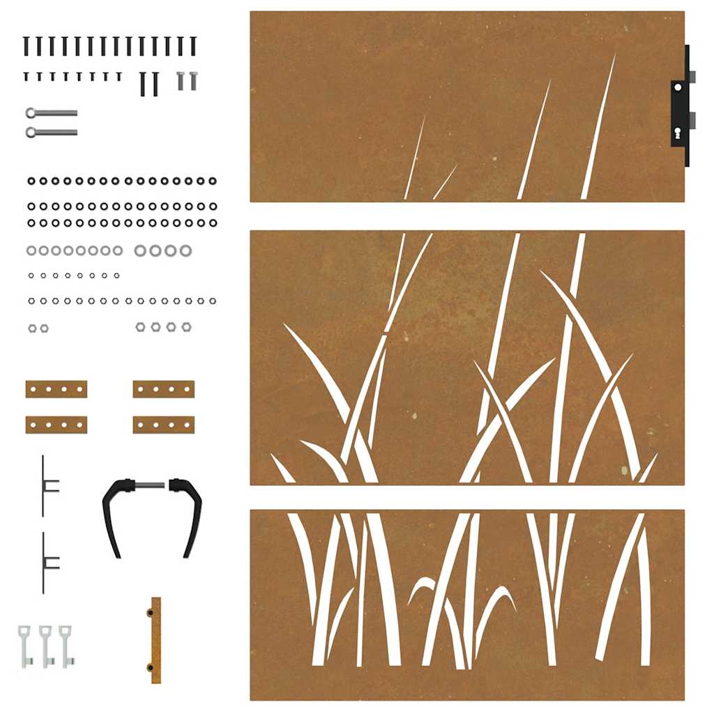 Garden Gate 85x150 cm Corten Steel Grass Design
