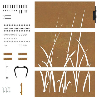 Garden Gate 85x150 cm Corten Steel Grass Design