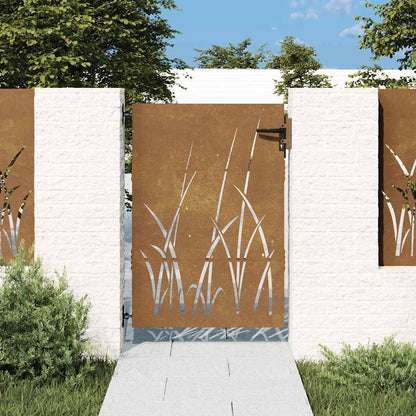 Garden Gate 85x150 cm Corten Steel Grass Design