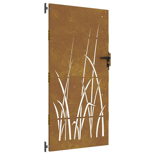 Garden Gate 85x175 cm Corten Steel Grass Design