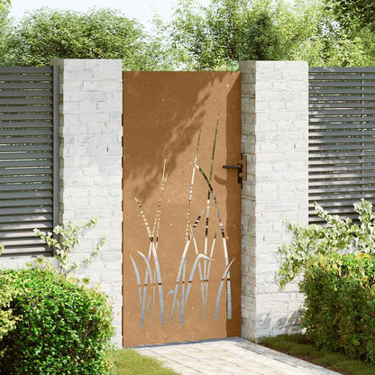Garden Gate 85x175 cm Corten Steel Grass Design