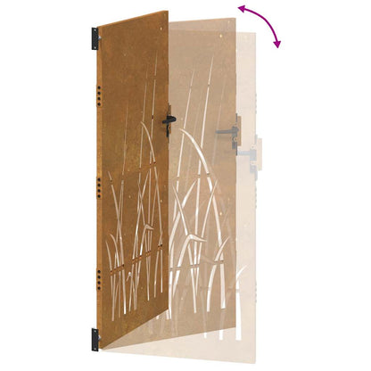 Garden Gate 85x175 cm Corten Steel Grass Design