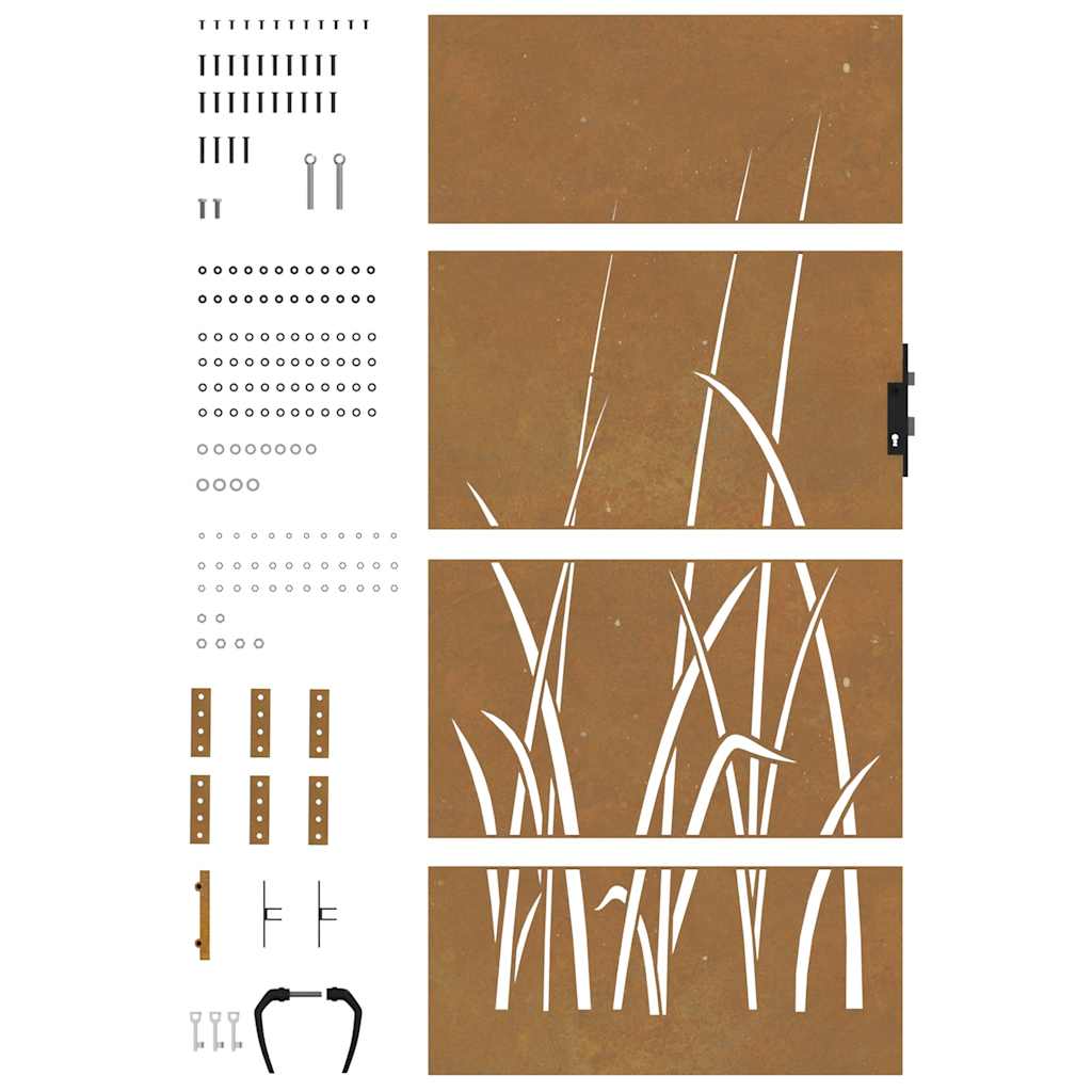 Garden Gate 85x175 cm Corten Steel Grass Design