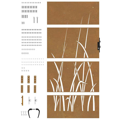 Garden Gate 85x175 cm Corten Steel Grass Design