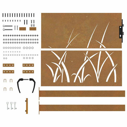Garden Gate 100x100 cm Corten Steel Grass Design