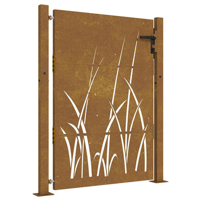 Garden Gate 100x150 cm Corten Steel Grass Design