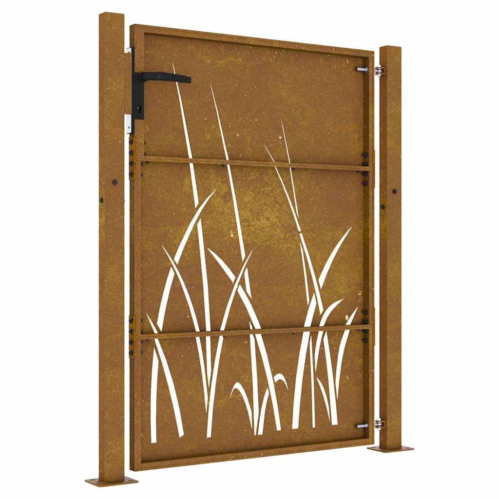 Garden Gate 100x150 cm Corten Steel Grass Design