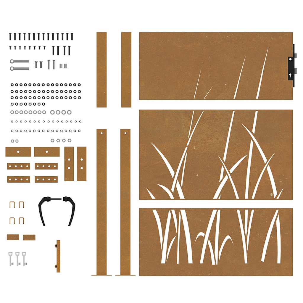 Garden Gate 100x150 cm Corten Steel Grass Design