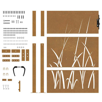 Garden Gate 100x150 cm Corten Steel Grass Design
