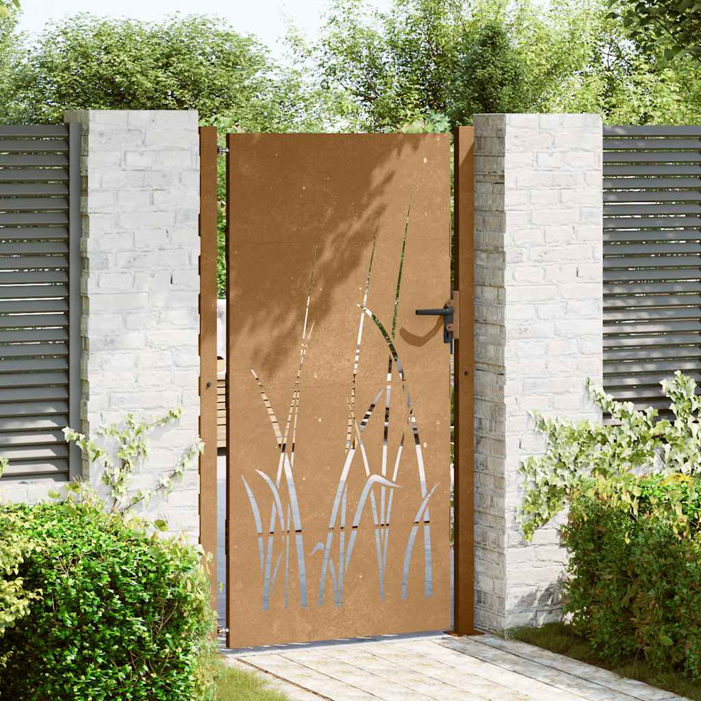 Garden Gate 100x175 cm Corten Steel Grass Design