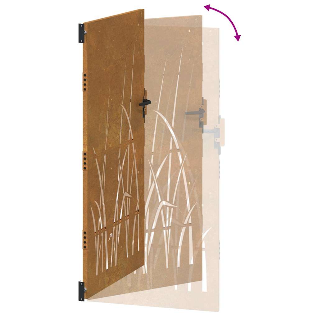 Garden Gate 100x175 cm Corten Steel Grass Design