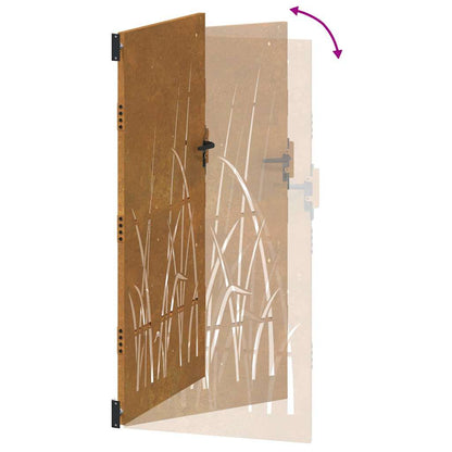 Garden Gate 100x175 cm Corten Steel Grass Design