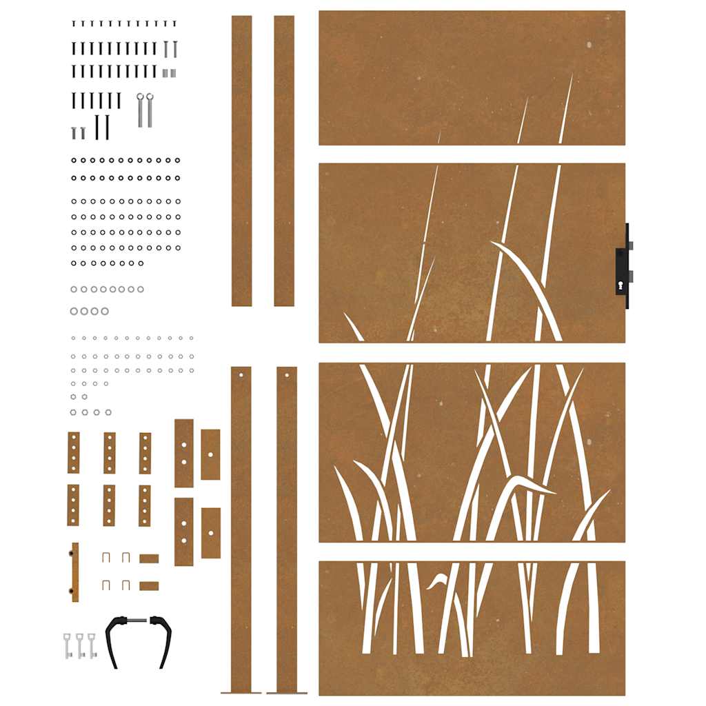 Garden Gate 100x175 cm Corten Steel Grass Design