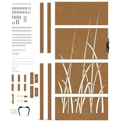 Garden Gate 100x175 cm Corten Steel Grass Design