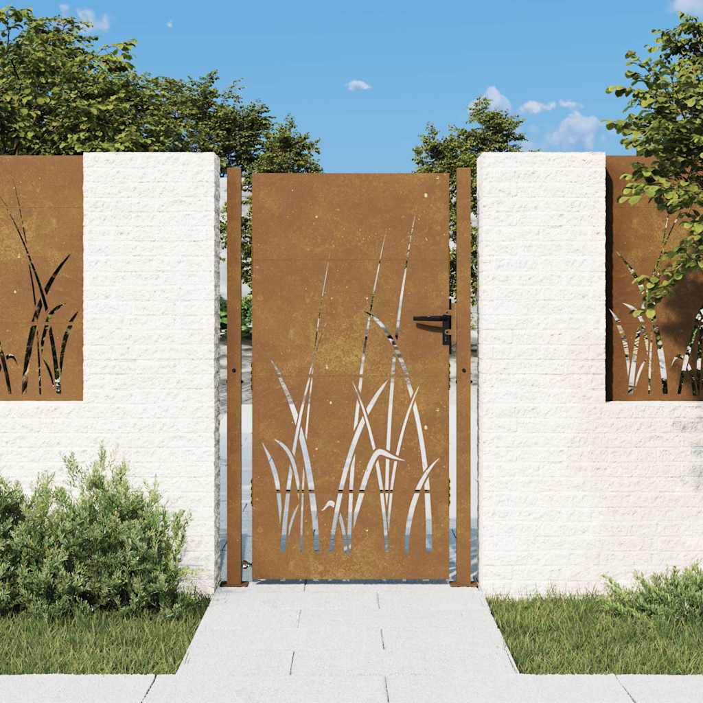 Garden Gate 100x175 cm Corten Steel Grass Design