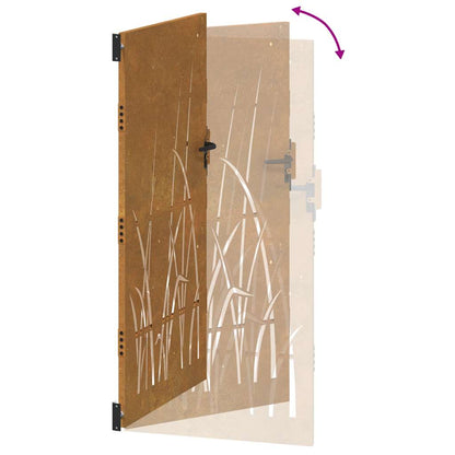 Garden Gate 100x200 cm Corten Steel Grass Design
