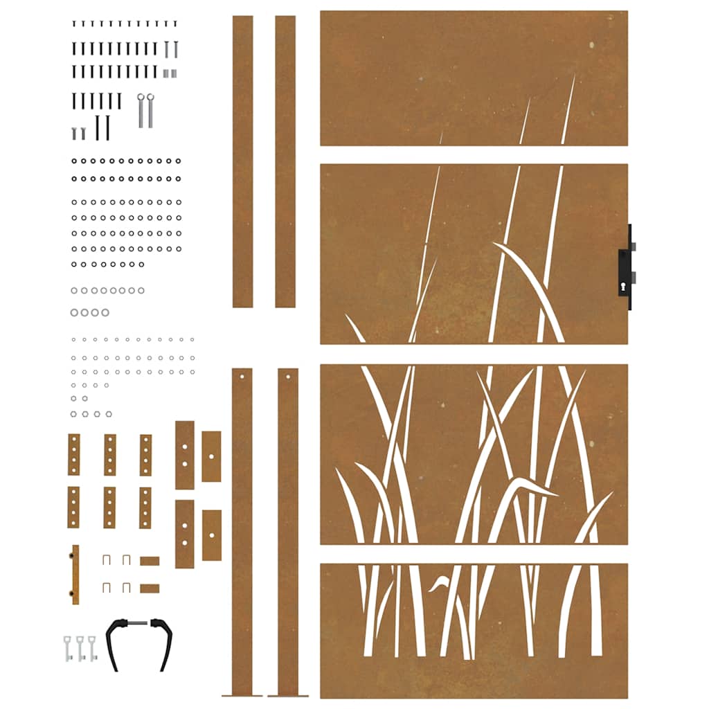 Garden Gate 100x200 cm Corten Steel Grass Design