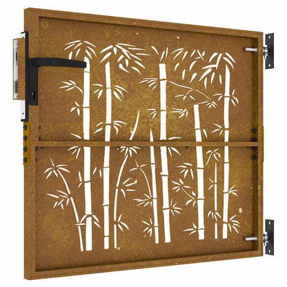 Garden Gate 85x75 cm Corten Steel Bamboo Design