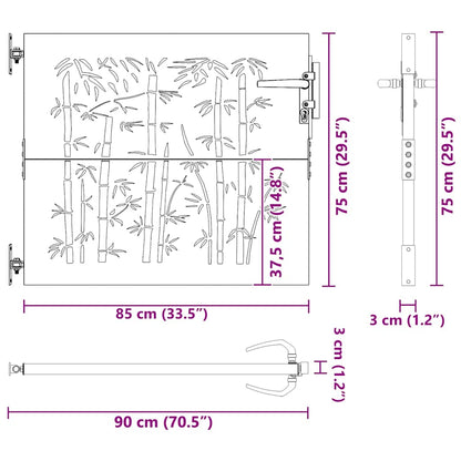 Garden Gate 85x75 cm Corten Steel Bamboo Design